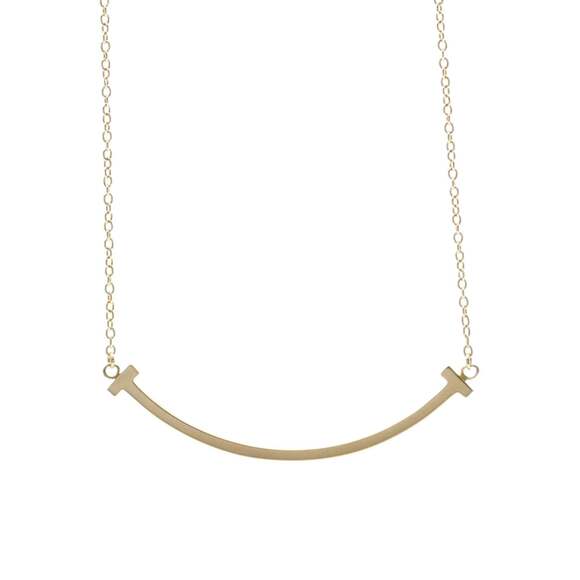 Tiffany Tiffany T Smile Small Necklace Pink Gold (18K) No Stone MenWomen Fas...